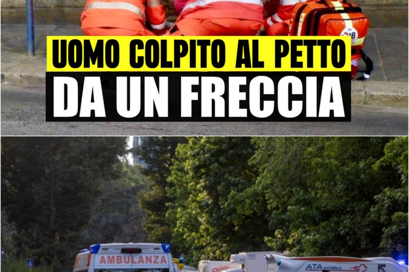 TERRORE A BERGAMO: UOMO COLPITO CON UN FRECCIA AL PETTO DA AUTO IN CORSA. PORTATO IN OSPEDALE