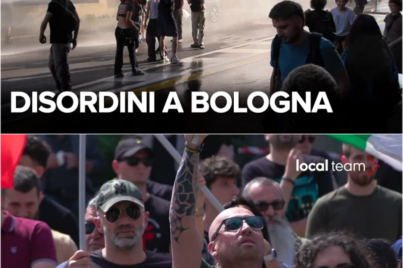 Scontri e tensioni a Bologna: idranti e cariche della polizia bloccano la contromanifestazione degli antagonisti contro il corteo di estrema destra