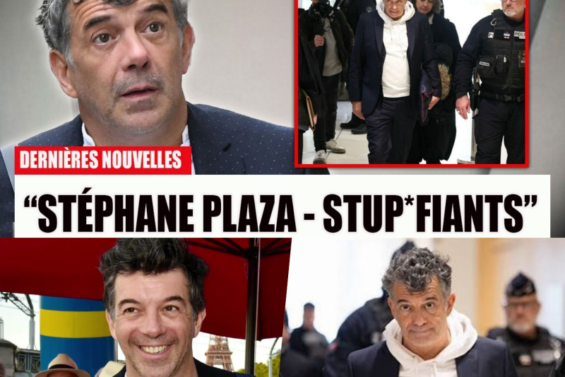 Stéphane Plaza marchant vers le tribunal avec un visage grave et angoissé