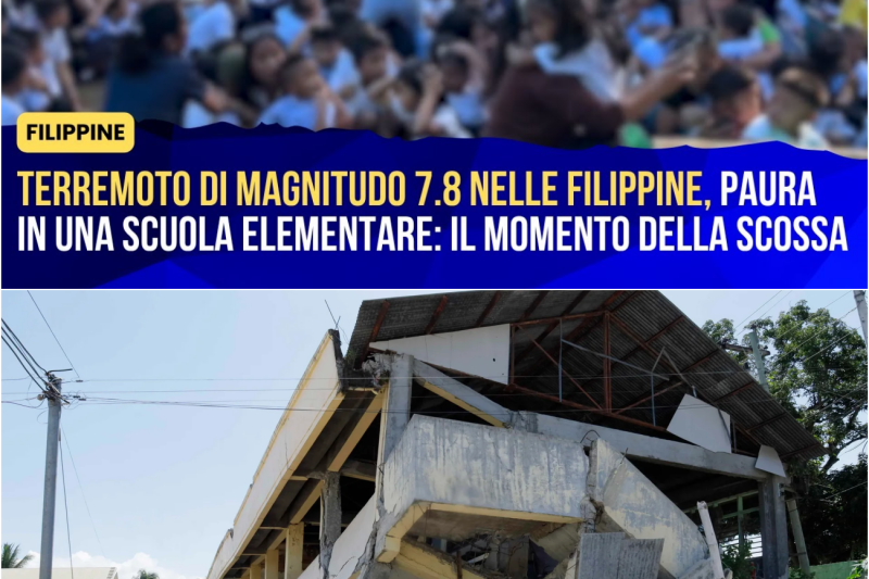 Terrore nelle Filippine: Sisma di Magnitudo 7.8 Travolge una Scuola Elementare, il Video Shock del Crollo